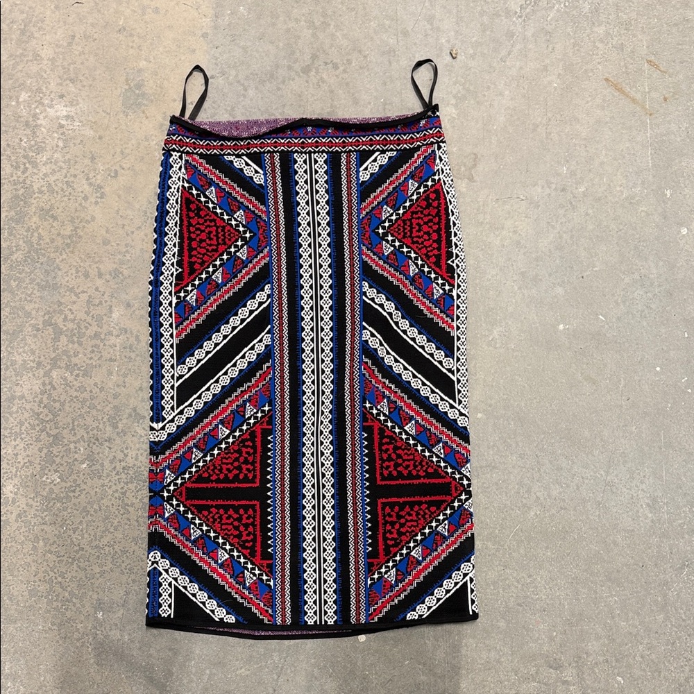 BCBGMaxAzria Geometric Pencil Skirt - Black, Red, Blue